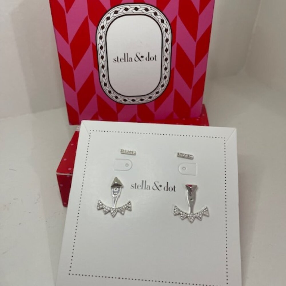 Stella & Dot Pave Triangle Ear Jackets - Silver